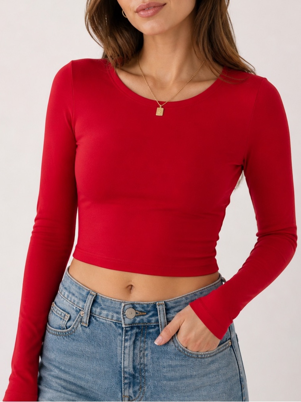 Charlotte Russe Red Stretch bodycon layering cropped top medium